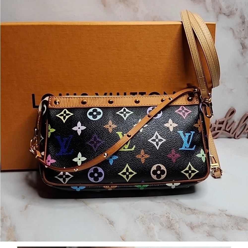 Louis vuitton Takashi Murakami multicolored monogram black pochette - Picture 2 of 12